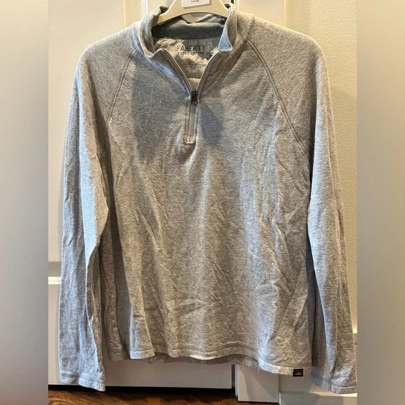 Faherty Cloud Cotton Gray Pullover - Picture 1 of 4